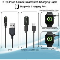Magnetic Portable 2 Pin Pitch 4.0mm Smart Watch Charging Cable Replacement For 2 Pin Pitch 4mm Smartwatch(2P400/MCP2400)