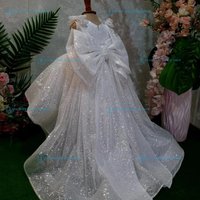 Custom White Flower Girl Dress Sleeveless with Bow Wedding First Communion Evening Children's Princess Party Gown