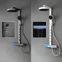 Modern High End SPA Massage Shower Column Waterfall Bathroom Shower Faucet Bathtub Mixer Tap Rainfall Shower System Complete Set
