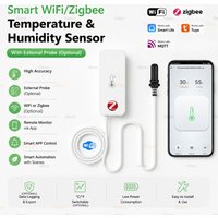 WiFi Zigbee Temperature Humidity Meter With Optional External Probe Thermometer Sensor Zigbee2mqtt TUYA For Fish Tank Freezer