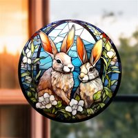 Home Decoration Static Cling Glass Sticker Adhesive Free Window Sticker Sunshine Capture Collision Art Stickers-Easter Bunny#73