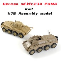 1/72 Sd.kfz.234 PUMA Model WW2 German Cougar Wheeled Armored Vehicle Reconnaissance Car Military Assembly Model Kit Chariot Toy