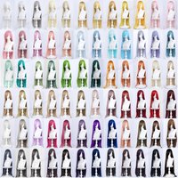 Anime 100 cm lange gerade Cosplay synthetische Perücke schwarz weiß rot rosa braun gold blau Frauen hitzebeständiges Haar hochwertige Perücken