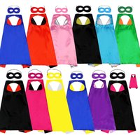 Superhero Cosplay Costume Solid Two Colored Satin Super Hero Cloak Children Cape Boys Girls Satin Halloween Carnival Party