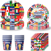 International Flag Disposable Tableware Cup 2026 Soccer Game Theme Birthday Decoration Football Party Supplies Boy Sports Gift