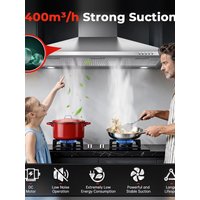 SNDOAS 90cm Chimney Hood, 400m³/h, A+++ Energy, 3 Speed, Dual Mode (Recirculating/Ducting), Brushed Stainless Steel