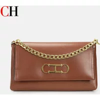 CH Leather Shoulder Bag With Chain Strap Logo Hardware Crossbody Clutch For Daily Evening Events Fashionable Handbag