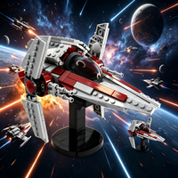 V-Shaped Space Fighter MOC Building Blocks Interstellar Battle Aircraft Model High-Detail Space War Winged Warplane Bricks DIY