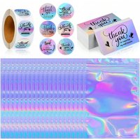 570 Pcs Laser Thank You Business Cards Stickers Kit, Include 50pcs Business Card 500pcs Thank You Stickers 20pcs Resealable Pack