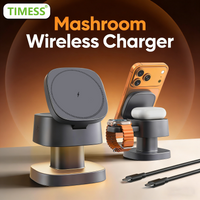 TIMESS Veilleuse Champignon Chargeur Sans Fil 3-EN-1 Pour iPhone 17 16 15 14 PRO MAX Pour Airpods Pour Apple Watch Station de Recharge
