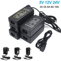DC 5V 12V 24V LED Power Supply 3A 5A 6A 8A 10A Lighting Transformer 110V 220V EU Plug Power Adapters For LED Strip Light Charger Convert CCTV Camera Router 5.5mm*2.1mm