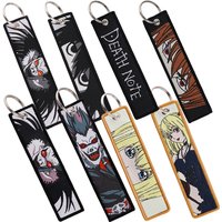Anime Killer Ryuk Key Chain for Motorcycles and Cars Backpack Key Tag Embroidery Key Fobs Keyring Accessories Gifts