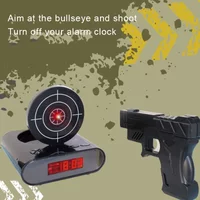 Lazy Man Table Clock, Snooze Mode Wake Up Clocks, Fun Pistol Shooting Gun Target Digital LED Alarm Clock, Shooting LCD Display