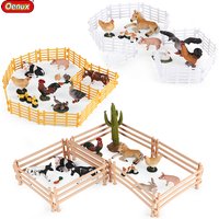 Oenux Simulation ferme clôture scène jouet arbres maison fermier licorne animaux modèle Miniature artisanat décoration de la maison mignon enfants cadeau