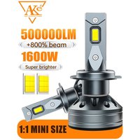 AKE 500000lm H7 H4 LED Headlight Bulb 1:1 Halogen Lamp Canbus 1600W H1 H11 9005 HB3 9006 HB4 9012 Car Light 6000K 12V Fog Lamp