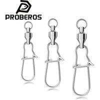 PROBEROS 10pcs Stainless Steel Fishing Connector Pin Bearing Rolling Swivel Snap In Box Fishing Tackle Accessories For Lure Hook