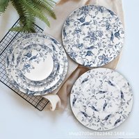 Bone China Dinning Plates Set Chinse style Flower Bird Peacock Porcelain Plate for Dessert Steak Bread Cake Dish Tray Coffee Cup