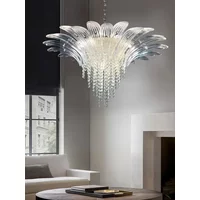 Petal Glass Flower Pendant Ceiling Lamp Minimalist Art Crystal Fringe Lamp for Living Room Staircase Villa Foyer Decor lamp
