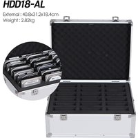 HDD18-AL 40.8x31.2x18.4cm Professional Aluminum HDD Storage Case – Secure Shockproof Carrying Box for 3.5" Hard Disk Drives