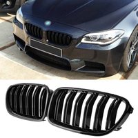 F10 Błyszcząca czarna przednia kratka z podwójną listwą do BMW serii 5 F10 F11 F18 2010-2017 Dual Line Racing Grills