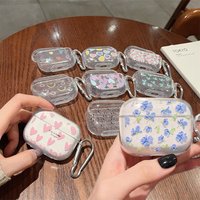 Pink Heart Flower Cover for Apple AirPods Pro 2nd Bling Glitter Wireless Earphone Protect Case for Airpods 1 2 3 4 Charging Box