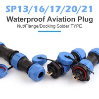SP13 SP16 SP17 SP21 IP68 Waterproof Aviation Connector Plug Socket 2/3/4/5/7/9/10 Pin Cable Wire Connectors Welding Panel Mount