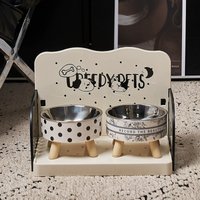 Cute Pet Bowl Stand, Elevated Cat Dog Feeding Station with Anti-Slip Base, Removable & Easy to Clean Raised Pet Bowl Holder for