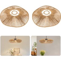2 Packs Imitation Rattan Lampshade Woven Lampshade, Retro Rattan Woven Lamp Cover, Vintage Chandelier Lampshade