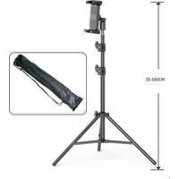 160cm Liftable Foldable Arm Tripod Floor Tablet Stand Phone Live Holder Support for IPhone IPad Smartphones Lounger Bed Mount