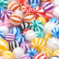10-20pcs Stripe Resin Beads Macaron Mixed Color Round Loose Spacer Beads For Jewelry Making DIY Bracelet Necklace Accessories