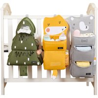 Sunveno Cartoon Baby Crib Hanging Storage Bag, Multi-functional Organizer for Baby Supplies Baby Room Decor