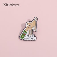 LET ME DO IT 4U Enamel Pins Custom Creative Long Nosed Dog Eats Potato Chips Brooch Lapel Badges Jewelry Gift For Kids Friends