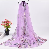 New Fresh Spring Peach Blossom Printed Chiffon Women's Long Scarves Wholesale Thin Sun Protection Women's Scarves