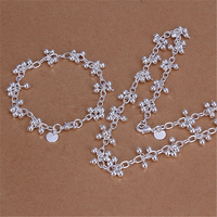 New Arrive 925 Sterling Silver Pretty Bead Bracelets Neckalce For Women Fashion Party Wedding Jewelry Sets Cute Gifts