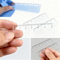 1pcs Portable Transparent Mini Ruler Pocket Drawing Measuring Tool Straight Ruler with Wave Line Protractor School Office
