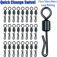 25pcs/50pcs/80pcs Carp Fishing Quick Change Swivels,Carp Fishing Rigs Swivels,Carp Fishing Accessories Perpect for Anglers