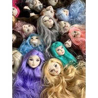 Candy Color Long Hair 3D Eyes Super White Skin Female Doll Heads Collectible Figure Heads for Doll Making