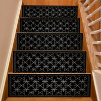 1/7/15PC Non-SlipBlack Brown Floral Print, 8x30 Inch Protective Step Carpet, Edge Stair Mat for Floors, Stairs, Balcony