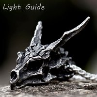 2022 New Design Charms Viking Dragon Skull Pendant Necklace Men's Fashion Biker Rock Punk Jewelry Antique Retro Chain Gift