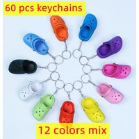 60 pcs Cute 3D Mini EVA Beach Hole Little Shoe Keychain Girl Gift Bag Accessories Decoration Floating KeyChain Charm