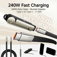 240W PD Type C Fast Charging Cable Foldable Bracket 2-in-1 Data Cable Phone Stand Charge Wire For iPhone for Xiaomi for Samsung