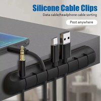Silicone USB Cable Organizer Cable Winder Desktop Tidy Management Clips Cable Holder for Mouse Headphone Wire Organizer