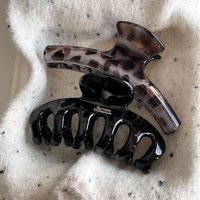 Korean Large Leopard Print Transparent Grey Arc Dragon Bone Hair Clip Claw Women's Hair Clamp Ponytail Clip Hair Accessories