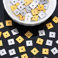 50pcs 8mm Stainless Steel Flat Square Spacer Bead Separator Beads for Bracelet Necklace Jewelry Making Accessories Wholesale