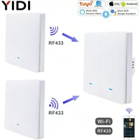 2 3 Way RF 433 Remote Tuya WiFi Smart Control Wall Light Switch Push Button UK EU KR Standard Smart Life Alexa Home 1 2 3 Gang