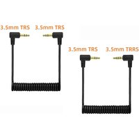 90 Degree 3.5mm 1/8 TRS to TRS Microphone Cable for Camcorder Camera, Coiled Right Angle TRS to TRRS Mic Cord for Phone Tablet