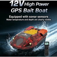 LOKEEVAN D70E GPS-Angelköderboot mit großem Köderbehälter, 2,5 kg Traglast, 15600x2 mAh, automatisches Köderboot, 600 m Reichweite, 100 GPS-Standorte, Fischfinder-Tiefen- und Wassertemperaturmessung,