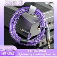 XINHS 8 Strand Single Crystal Copper Plated Silver Headphone Cable Silver Purple IEM Cable Suitable for River TINHiFi C2