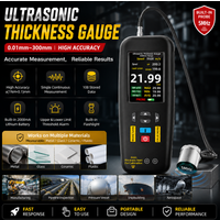 BSIDE T7 Ultraschall-Dickenmessgerät 0-300mm Messbereich Digitales Dickenmessgerät für Metall, Glas, Keramik, Harz, Stahl, Aluminium, Kupfer, Rohre, Tanks, Bootsrümpfe, Wanddickenmessung mit