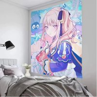 VIKAMA Japanese Anime Tapestry Wall Art Adorable Mizuki Akiyama Style Aesthetics Cute Home Decor for Bedrooms and Living Rooms